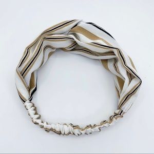 White, Brown and Black Striped Boho Knot Headband
